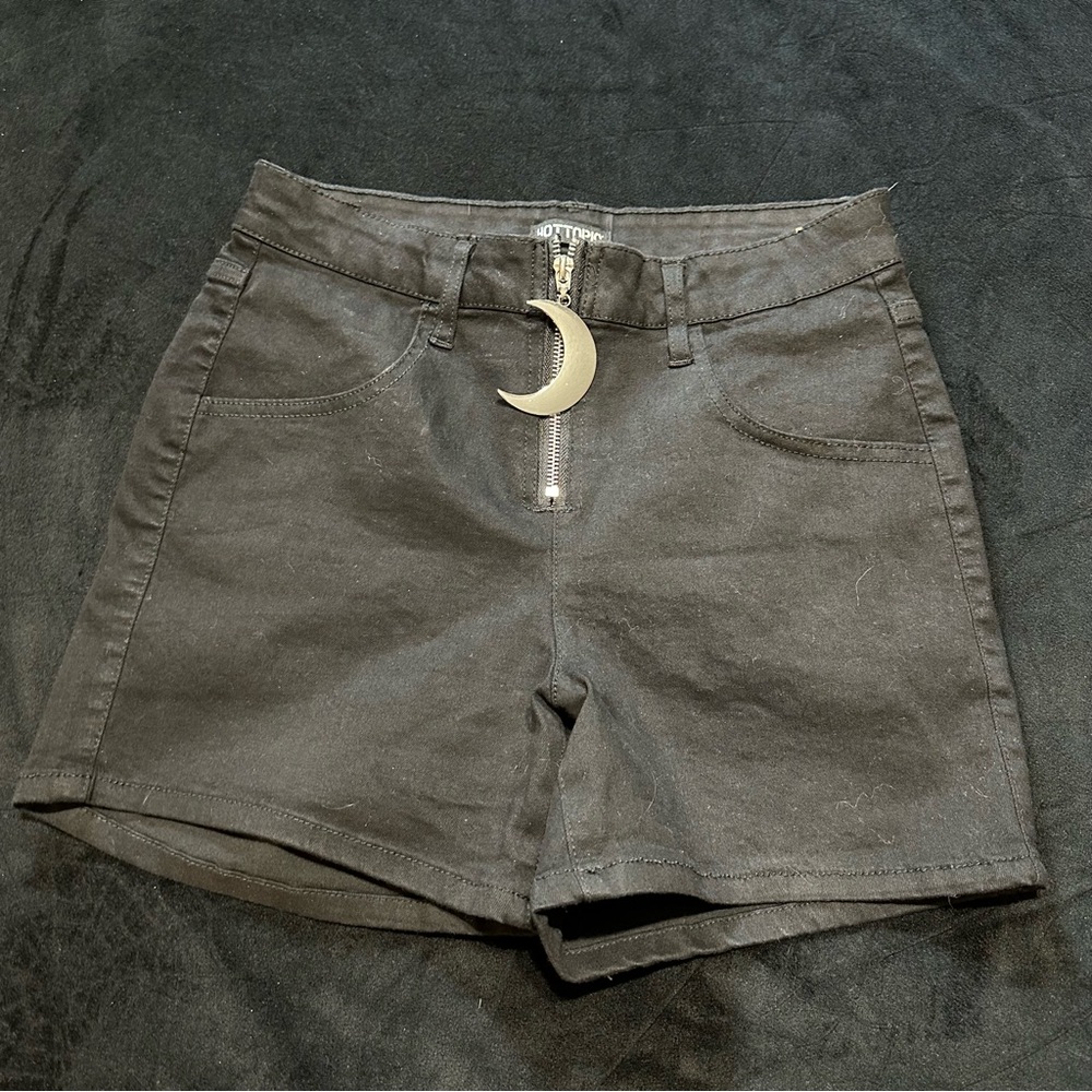 Hot Topic Black High Waist Shorts with Moon Zipper